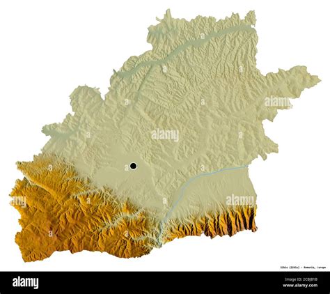 Shape of Sibiu, county of Romania, with its capital isolated on white ...