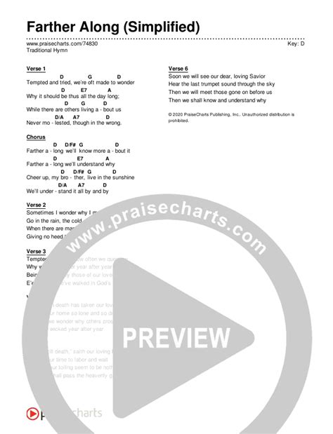 Farther Along (Simplified) Chords PDF (Traditional Hymn) - PraiseCharts