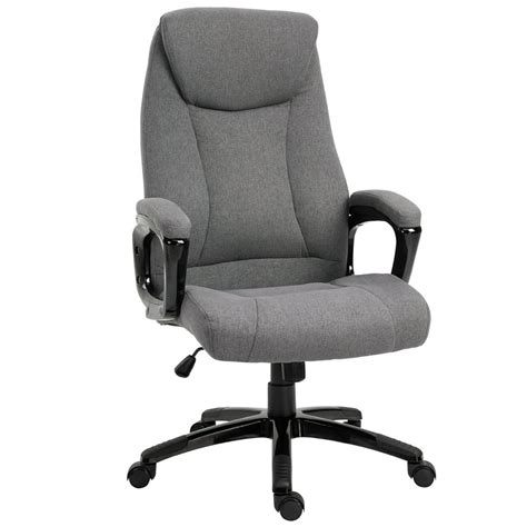 Vinsetto Ergonomic Office Chair Adjustable Height Linen Fabric Rocker 360° Swivel Task Seat ...