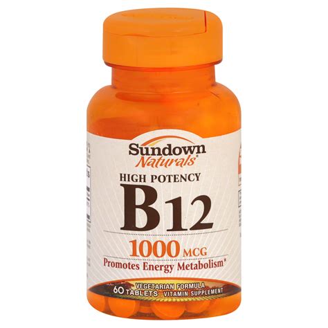 Sundown Naturals Vitamin B12, High Potency, 1000 mcg, Tablets, 60 tablets
