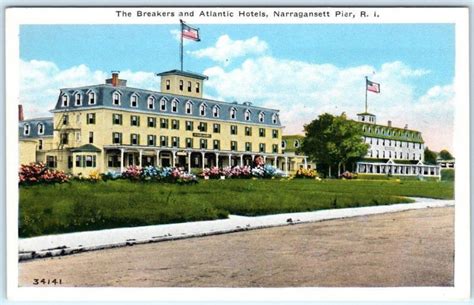 NARRAGANSETT PIER, Rhode Island RI BREAKERS & ATLANTIC HOTELS Postcard | United States - Rhode ...