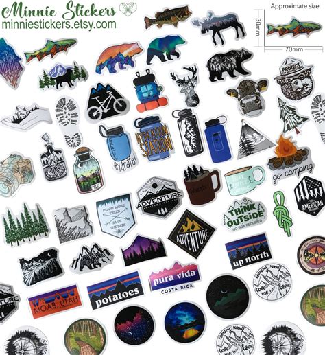 50pcs VINYL Nature Camping Stickers Waterproof Adventure - Etsy