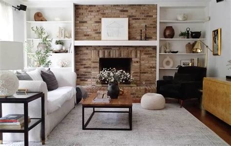 Living Room Decor With Red Brick Fireplace | Bryont Blog