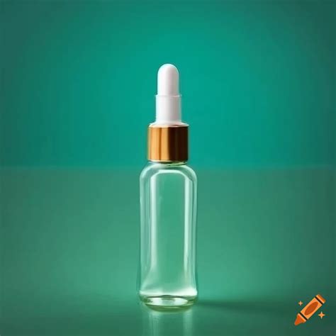 Serum bottle with bamboo top on sage green background on Craiyon