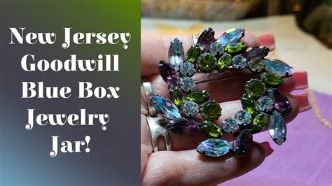 Stunning New Jersey Goodwill Blue Box JEWELRY JAR! - YouTube