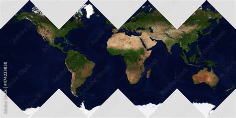 High-Resolution Physical World Map. HEALPix Projection. 3D Illustration ...