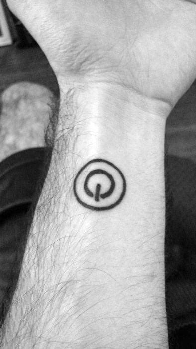 20 Power Symbol Tattoo Designs For Men - Computer Button Ideas