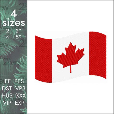 Canadian flag Embroidery Design, Canada waving flag, 4 sizes - Inspire ...