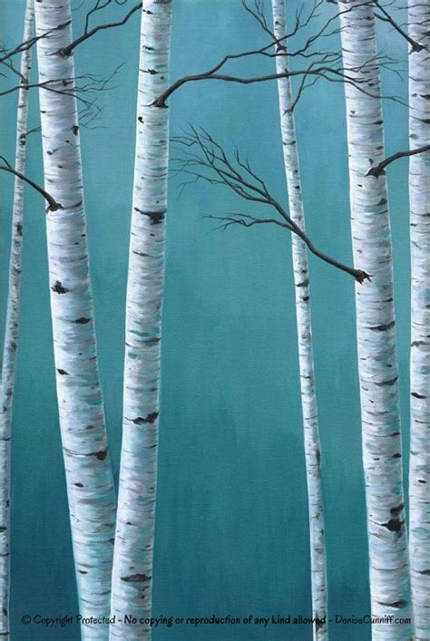 Aspen Trees 3 Piece Wall Art Canvas Triptych Teal Blue Gray & - Etsy | Tree painting canvas ...