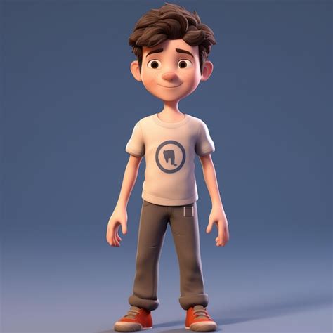 Premium AI Image | A Smiling happy young boy 3D cartoon model generative AI