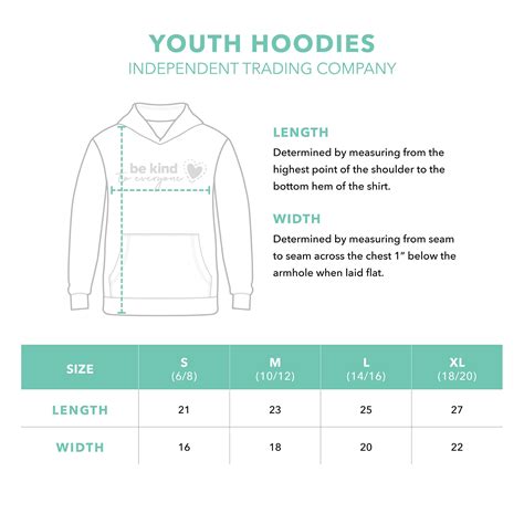 Youth Hoodie Sizing Guide – Be Kind to Everyone