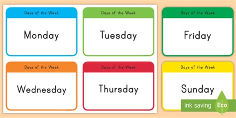 Days of the Week Flash Cards (teacher made)