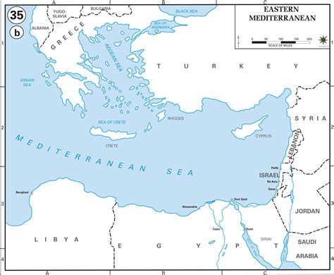 Map of Eastern Mediterranean Countries