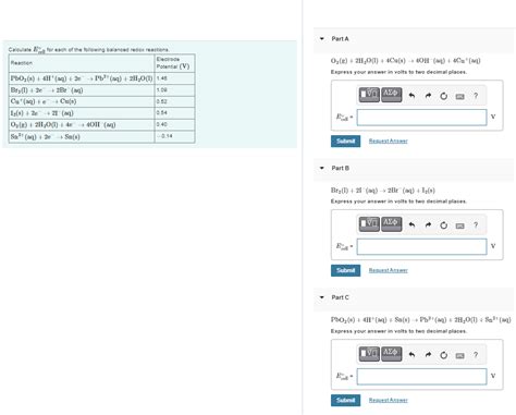 Solved Calculate Ecell ° ﻿for each of the following balanced | Chegg.com