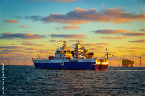 Offshore support vessel @ work Stock Photo | Adobe Stock