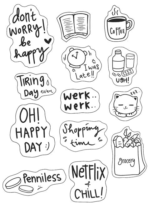 Daily Life Stickers – Binc Bonc | Print stickers, Scrapbook stickers ...