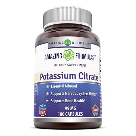 Amazing Formulas Potassium Citrate 99 Mg 180 Capsules - Walmart.com