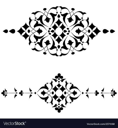 Ottoman motifs black design series of fifty four Vector Image