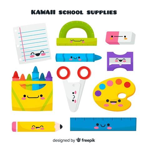 Téléchargez Collection De Fournitures Scolaires Kawaii Dessinées à La Main gratuitement | Kawaii ...