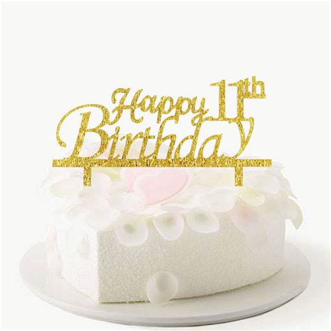 Happy 11th Birthday Cake Topper, Gold Acrylic Cake Topper, 11th ...