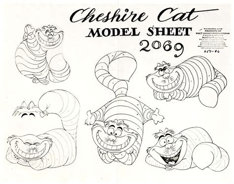 Vintage Disney Alice, Animation Model Sheet 650-96 - Cheshire Cat