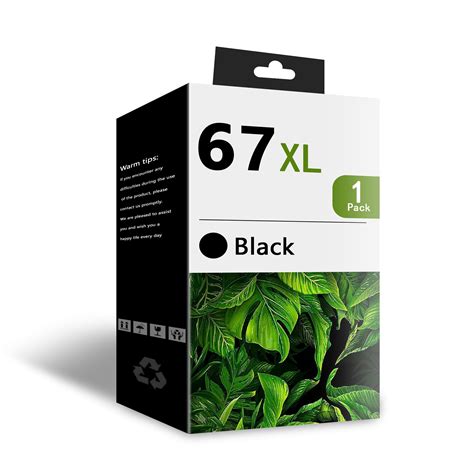 67XL 1 Pack Ink Cartridge Black Replacement for HP Deskjet 2742e 2752e 2755e Envy Pro 6455 6458 ...