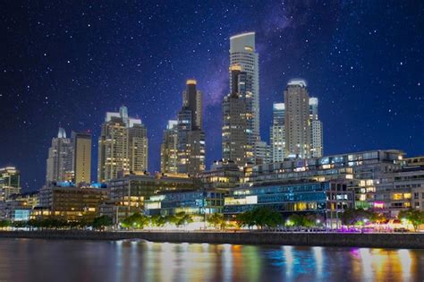 Premium Photo | Night view of the towers of puerto madero