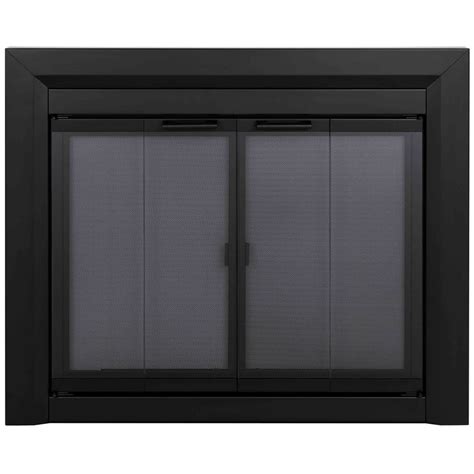 Shop Pleasant Hearth Clairmont Black Medium Bi-Fold Fireplace Doors with Smoke Tempered Glass at ...