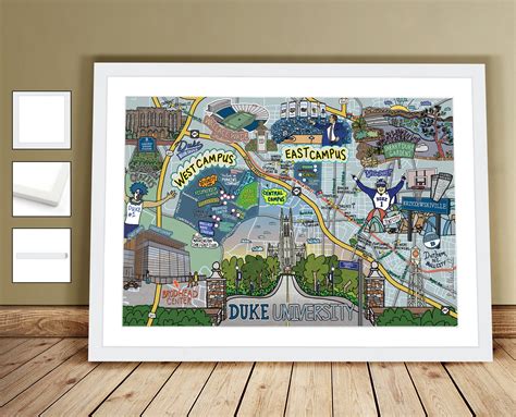 Map of Duke University Durham North Carolina customization - Etsy