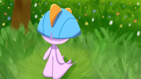 Shiny Ralts in a grass patch by kutaras on DeviantArt