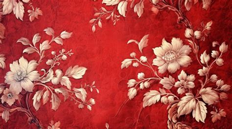 Vintage Floral Wallpaper Aged Red Texture With Blossoming Flowers Background, Old Wallpaper ...