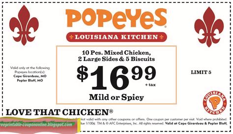 Popeyes Printable Coupons 2024 - Ray Dorella