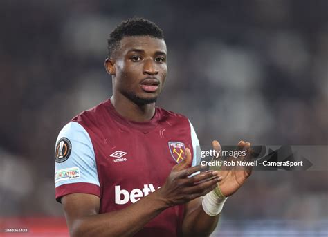 West Ham United's Mohammed Kudus applauds the fans during the Europa ...