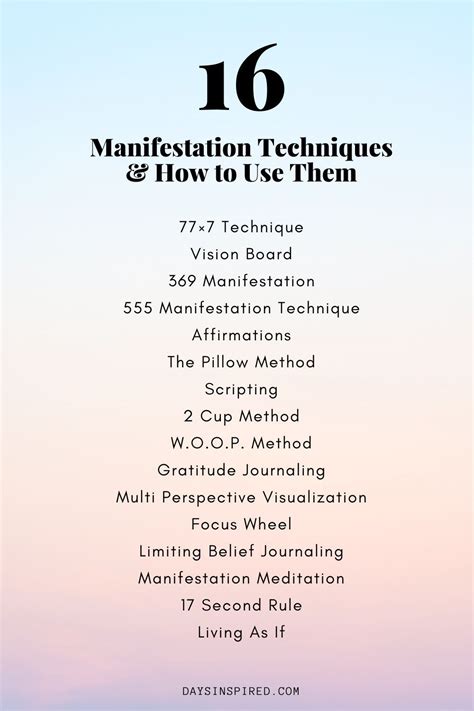 16 Manifestation Techniques To Start Manifesting Your Intentions Today - Days Inspired ...