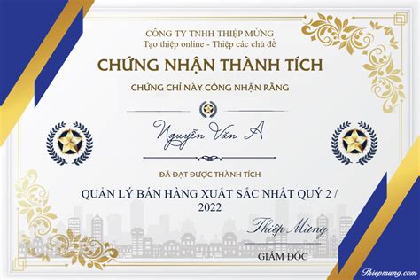 Giấy chứng nhận thành tích nhân viên xuất sắc đẹp mới nhất 2022