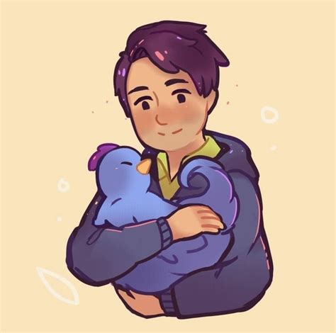 Stardew Valley art > Shane with his beloved blue chicken | oliviloi | Stardew valley, Stardew ...