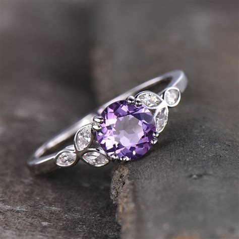 Amethyst Ring February Birthstone Amethyst Engagement Ring | Etsy