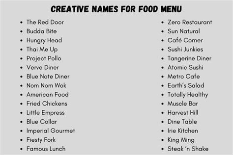 185 Creative Names for Food Menu That Are Amazing (2024) | Creative ...