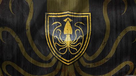 Brown and black squid-printed sigil, Shields, A Song of Ice and Fire, House Greyjoy, Game of ...