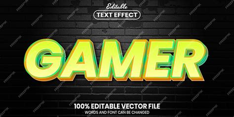 Premium Vector | Gamer text, font style editable text effect