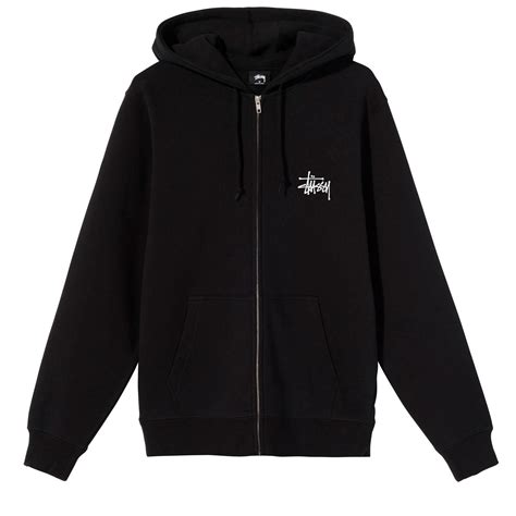 Stussy Basic Stüssy Zip Hooded Sweatshirt (Black) - 1974615-BLK - Consortium