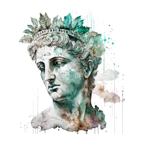 Premium Vector | Contemporary art with antique statue head watercolor ...