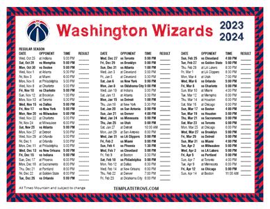 Printable 2023-2024 Washington Wizards Schedule