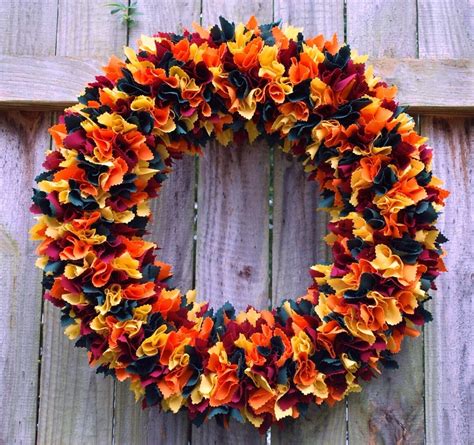 Fall Rag Wreath Autumn Rag Wreath Thanksgiving Rag Wreath