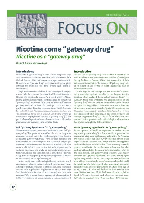 (PDF) Nicotina come “gateway drug”/Nicotine as a “gateway drug”.