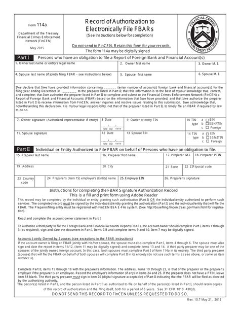 FinCEN Form 114A - Fill Out, Sign Online and Download Fillable PDF ...