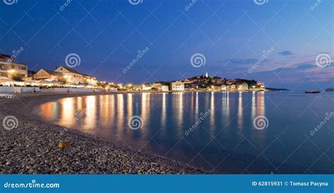 Primosten Old Town Night View, Croatia Stock Image - Image of coast, panoramic: 62815931