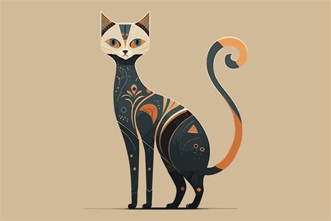 Cat Folk Art Style Vector Illustration Graphic by BreakingDots ...