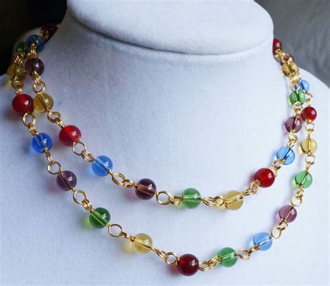 Wire Wrapped Multi Color Bead Necklace / Multi Color Glass - Etsy | Beaded necklace, Handmade ...