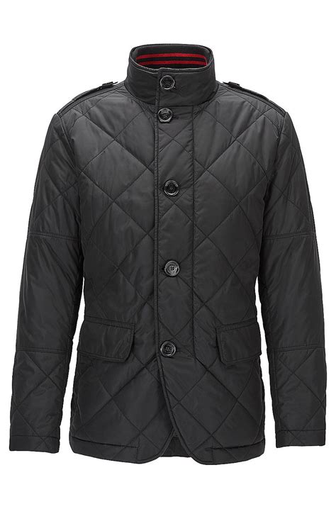 HUGO BOSS Regular-fit jacket in water-repellent fabric - Black Casual ...